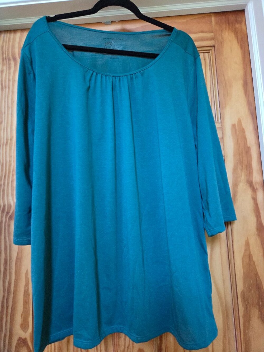 Women's Plus Size 3X Green Tunic 3/4 Sleeve Top